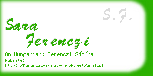 sara ferenczi business card